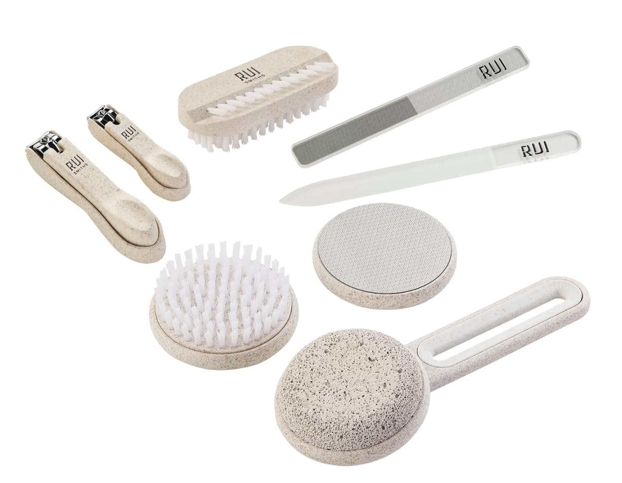 Rui Smiths CarbonConscious Bundle of 4 | Nail Brush, Nail Clippers Set of 2, Foot Files Set, Glass Nail Files Set of 2