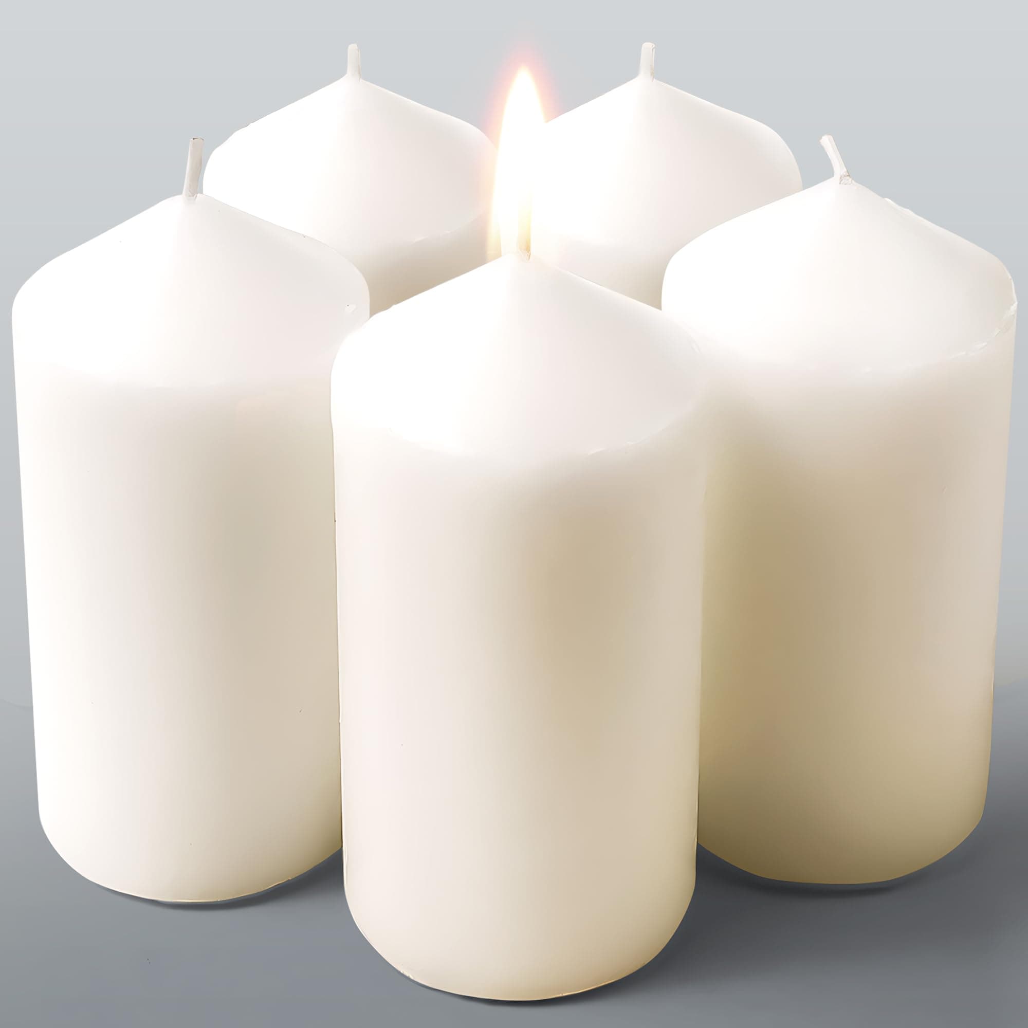 TRINIDaPillar Candles Multipack, 5 Pack Pillar Candle Unscented, Long Burning Church Candles with 2'' × 3'', ± 18 Hour White Candles for Decorative Household