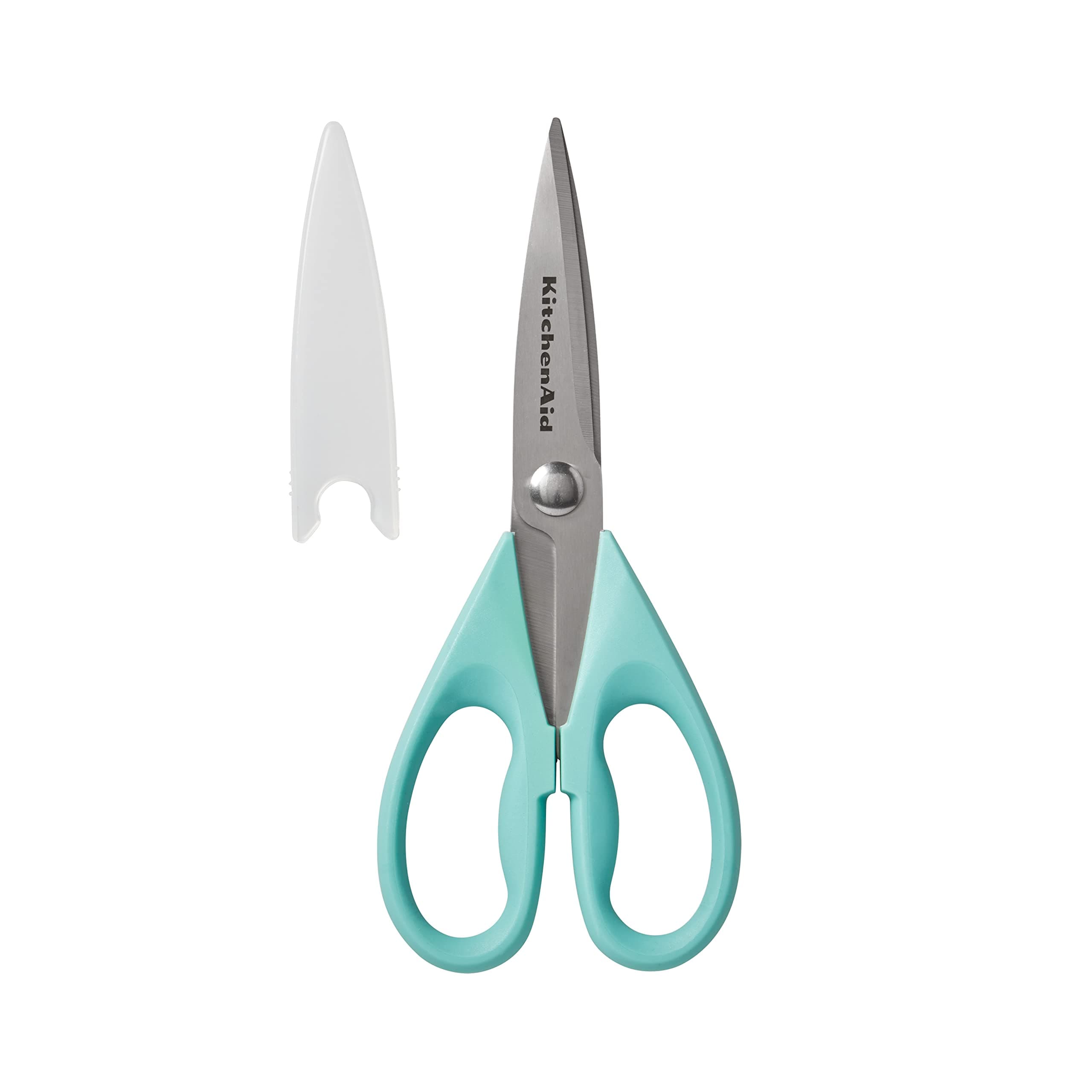 All Purpose Kitchen Shears with Protective Sheath Durable Stainless Steel Scissors, Dishwasher Safe, Soft Grip Comfort Handle, 8.72 Inch, Aqua Sky