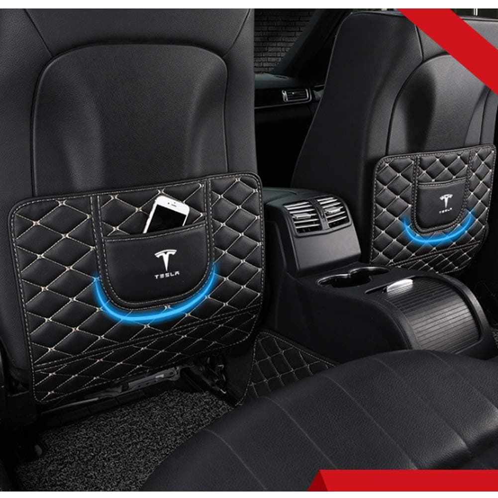 OYADM Seat Protector Mat Backseat Child Kick Guard Premium Leather Black Fit Tesla Model 3