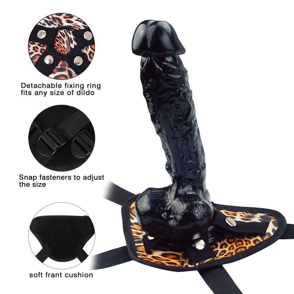 MEIJUNMAWEI 9inch Dilo Leather Strap On Pants Strapless,Strong Suction with Role Playing-Black