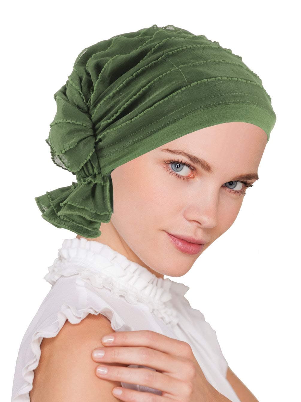 Turban PlusThe Abbey Cap in Ruffle Fabric Chemo Caps Cancer Hats for Women