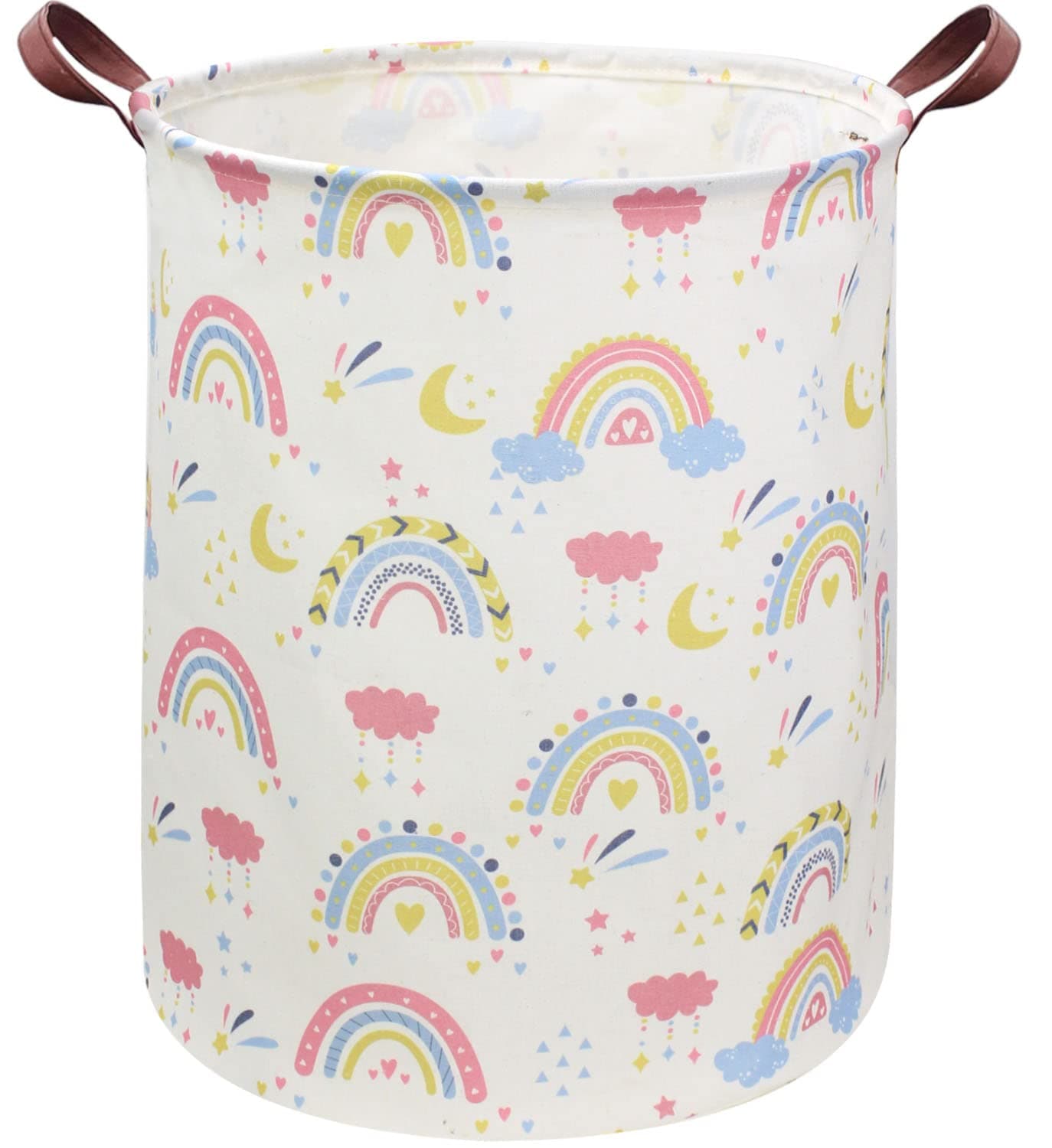 Rainbow laundry basket,Collapsible Kids Laundry Hamper with Waterproof PE Coating,Girls Hamper Nursery Hamper for Girls Room Decor,Toy storage,Gift Basket.(Rainbow)