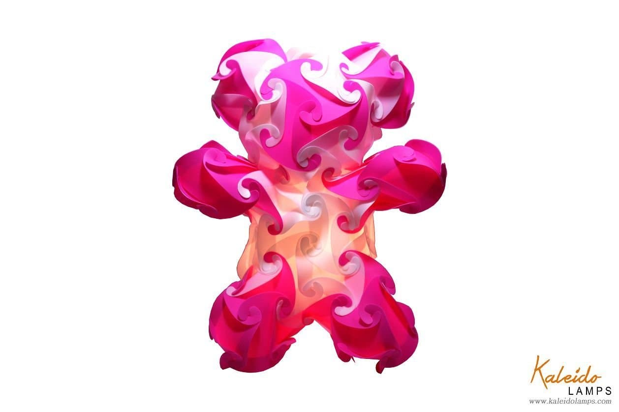 Puzzle Lamp: Handmade Teddy Bear IQ Night Lights Cord & Bulb Included (Pink)