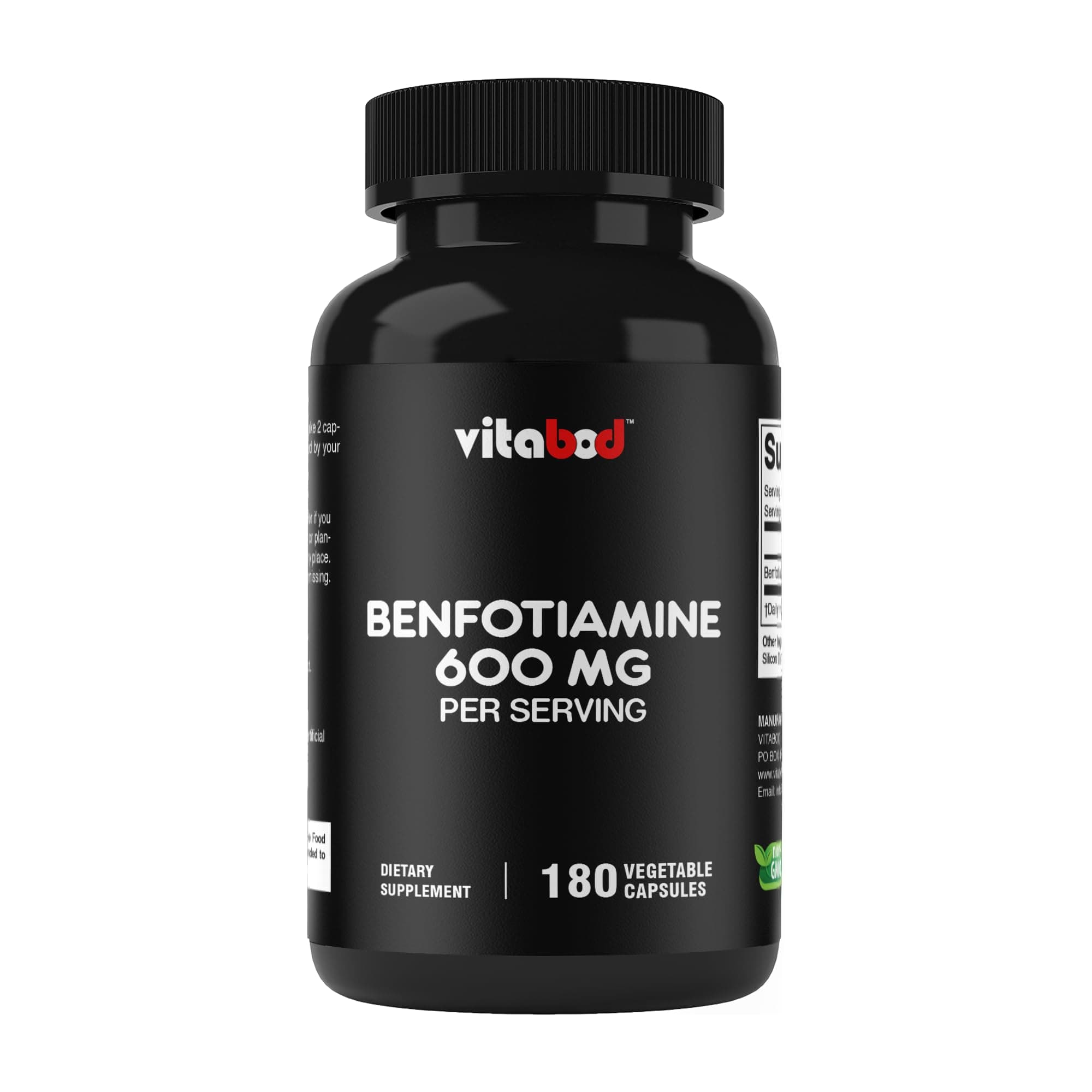Benfotiamine 600mg – 180 Vegetarian Capsules – Fat-Soluble Vitamin B1 Supplement