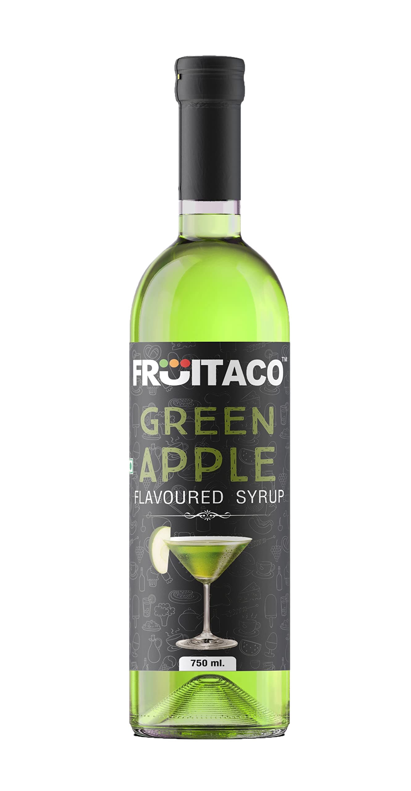 Fruitaco Green Apple Syrup: Perfect Mixer for Enhancing Mocktails & Cocktails, Drinks, and Mojitos at Parties, Conveniently Packaged in a 750ml Bottle for All Your Mixing Needs | Non-Alcoholic