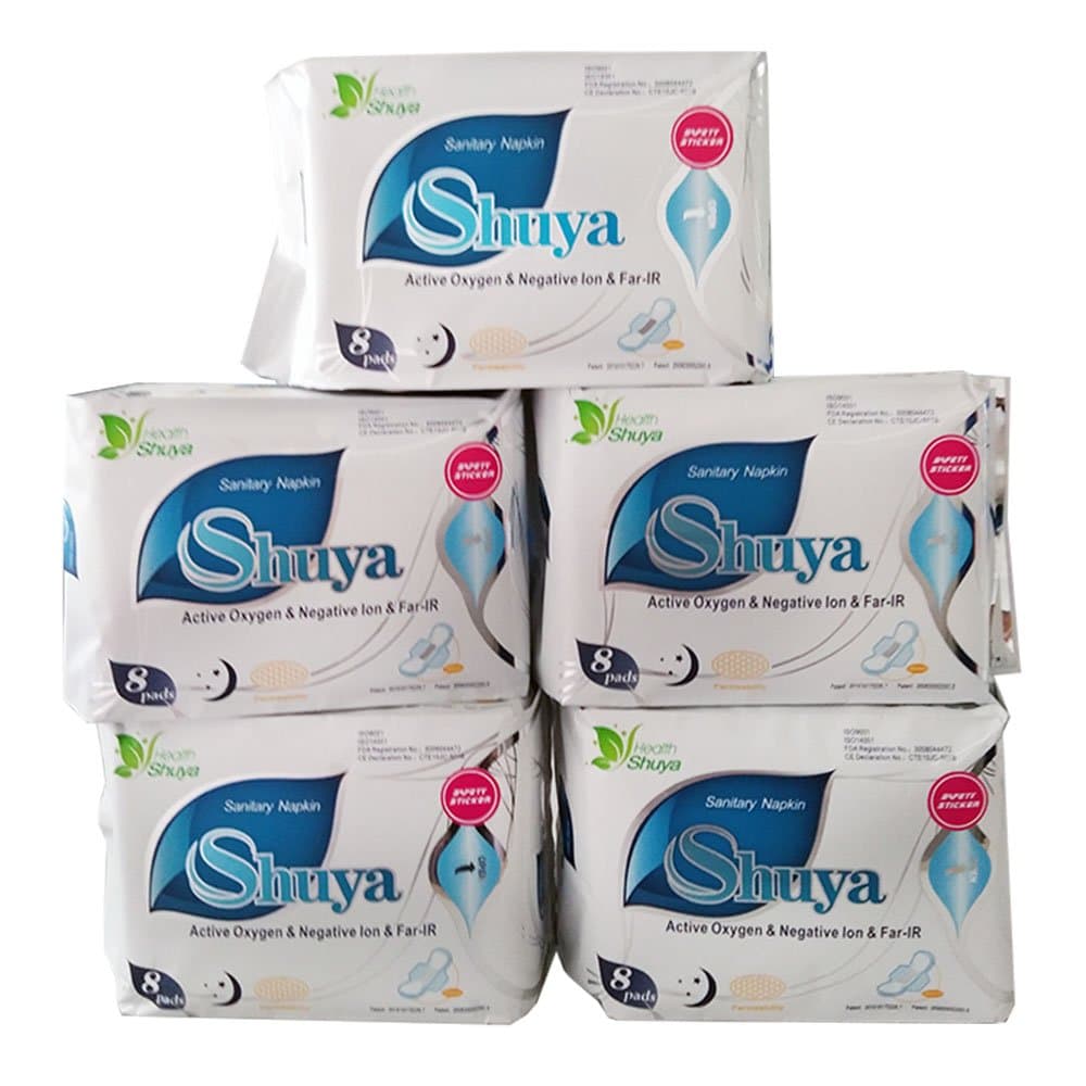 Patented Negative ion Overnight Maxi Pads for Women with Wings for Heavy Flow, Herbal Scented,Size 285mm (Pack of 5)