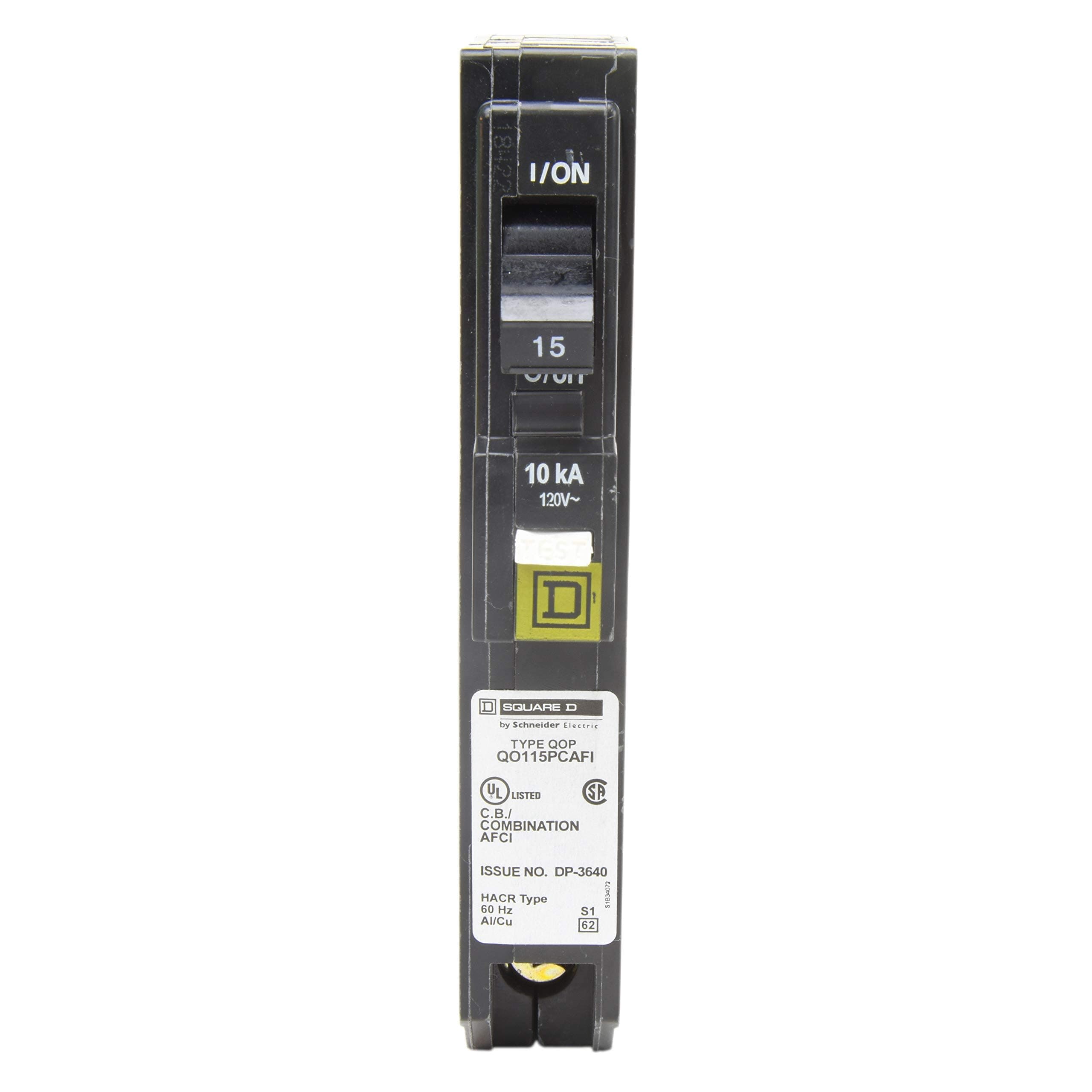 Square D by Schneider Electric QO115PCAFI 15-Amp Single-Pole Plug-On Neutral CAFCI Circuit Breaker