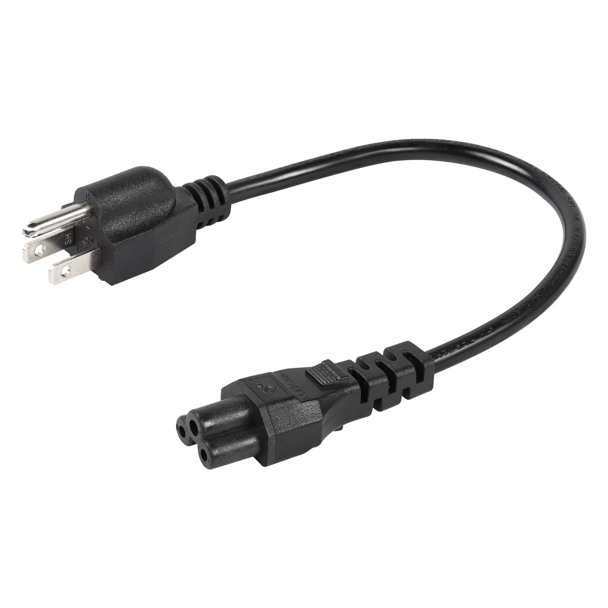 CEERXIAN 3 Prong AC Short Power Cord, 1ft Nema 5-15P Male to IEC 320 C5 Female Laptop Power Replacement Cord for Notebook Computer(Black,0.3m)