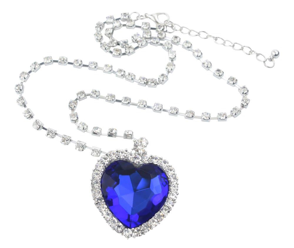 niceeshop(TM) Heart Shaped Alloy Rhinestone Crystal Chain Pendant Necklace,Blue
