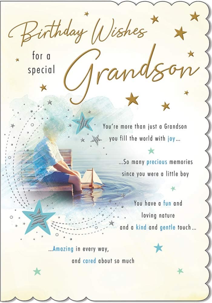 STUNNING TOP RANGE WONDERFULLY WORDED 5VERSE TO A SPECIAL GRANDSON BIRTHDAY CARD