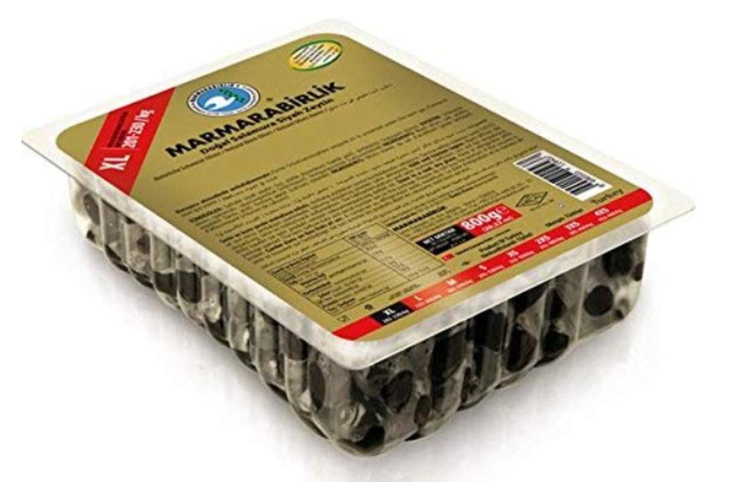Marmara Birlik Gemlik Type Black Olives MEGA 800g -Suitable for Vegetarian (XL.)