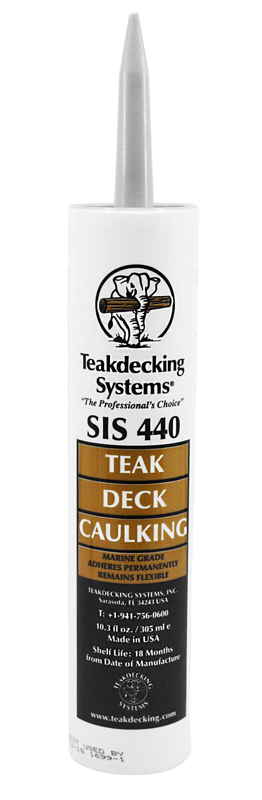 Teakdecking Systems - 10oz Marine Caulk Cartridge, Gray - SIS440 - Premium Quality - for Teak Deck Seams - Provides First Class Appearance - UV & Chemical Resistant, Non-Corrosive