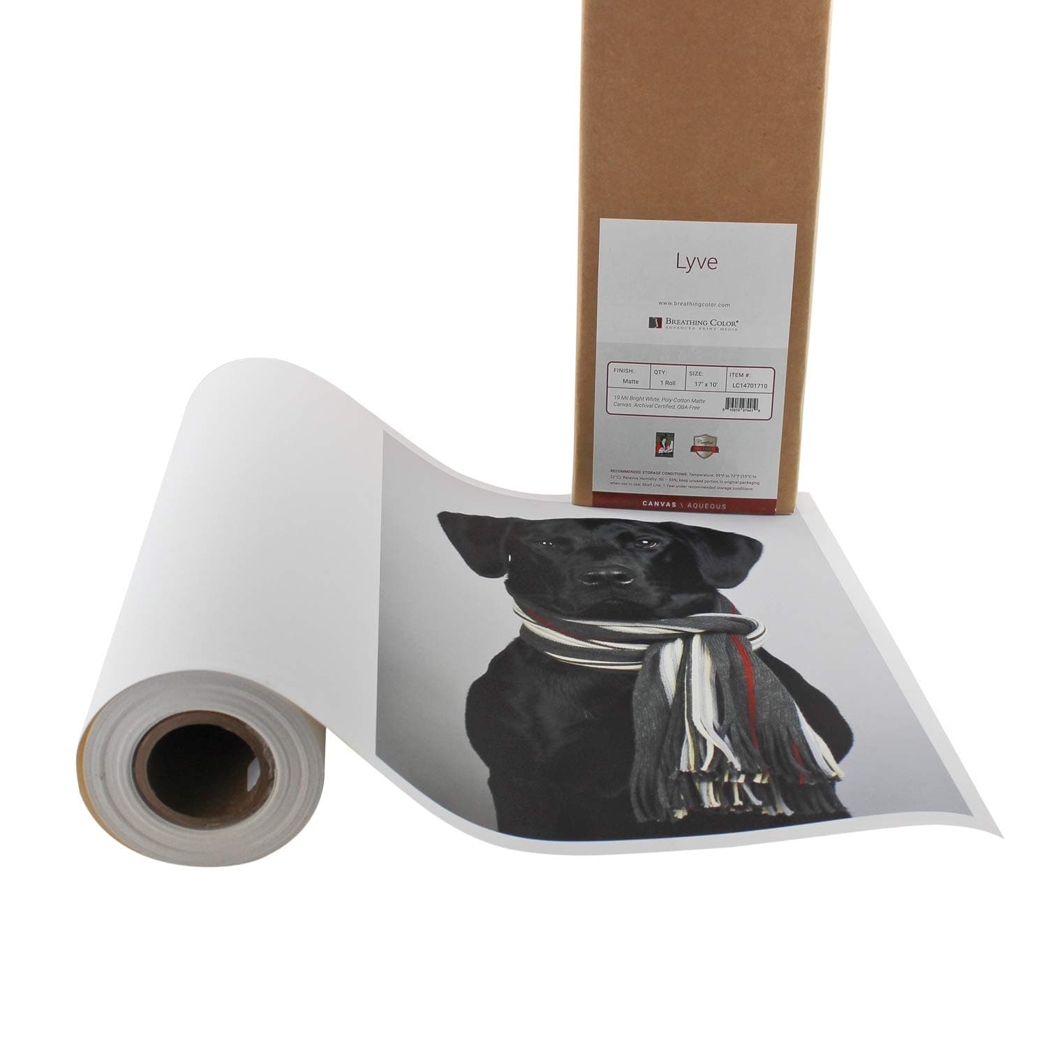 Premium Lyve Matte Canvas Paper Perfect For Use on Professional Makes and Models of Epson, Canon and HP printers preferred by Professionals. 19 mil textured Canvas offered in a 24 inch by 40 ft roll