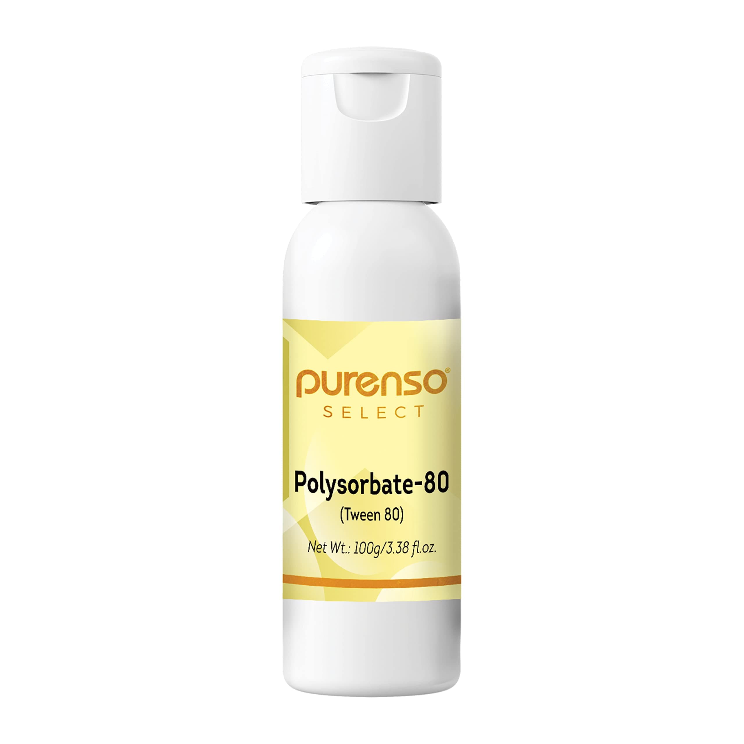 Purenso Select - Polysorbate 80 (Tween 80 / T-MAZ 80), 100g I 100% Pure Cosmetic Grade Solubilizer Surfactant & Emulsifier