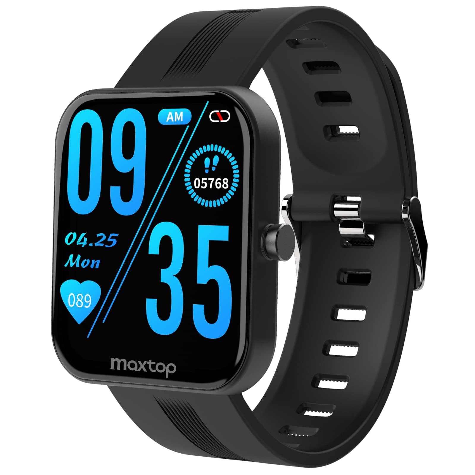 MAXTOP Smart Watch for Women Men,1.69" Touch Screen Fitness Tracker for iPhone Android Phone IP68 Waterproof,Finess Watch with Step Calorie Counter Sleep Monitoring, T11 Pro+ Black