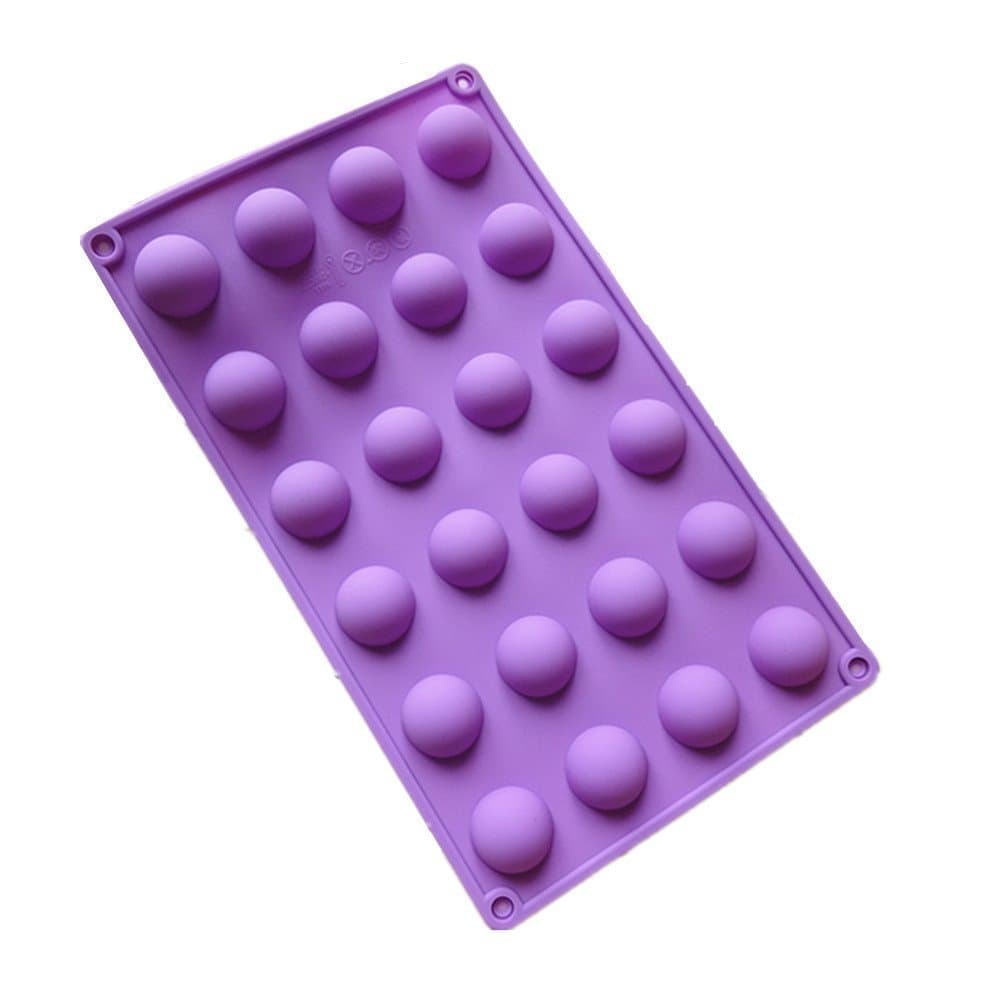 Hangqiao Mold 24 Cavity Round Silicone Mould for Candy Chocolate Cake, Semi-Circle/Half Spheres/Balls Mould