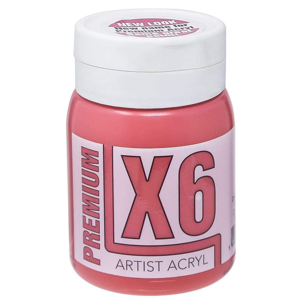 Specialist Crafts X6 Premium Acryl Acrylic Colours 500ml Dark Cadmium Red Hue