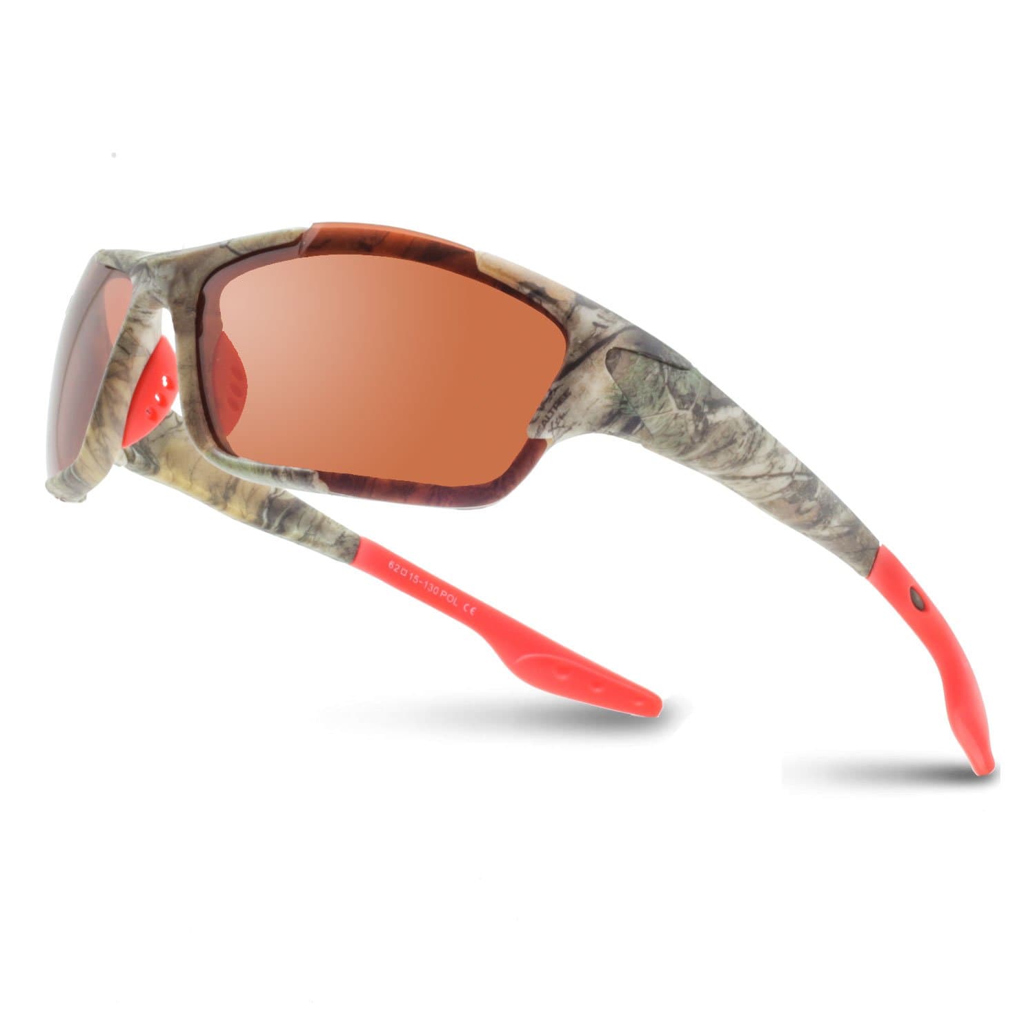 RealTree Xtra Camouflage Print Hunting Fishing Polarized Sport Sunglasses With RealTree Xtra Pouch and Eyecord(Copper)