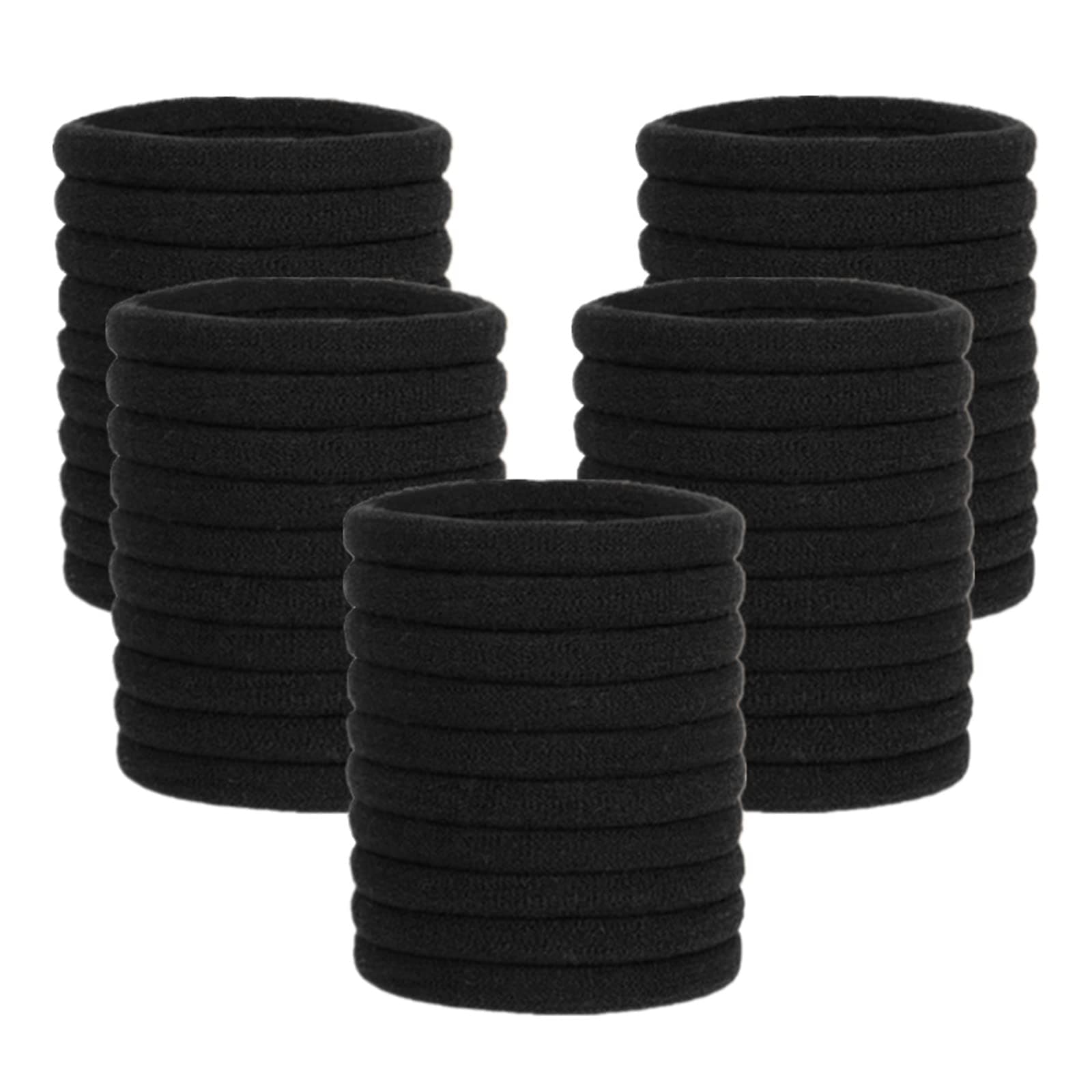 Elastic Hair Ties, 50 Pcs Thick Seamless Hair Bands No Damage Soft Ponytail Holders Hair Bobbles for Girls Women, Black