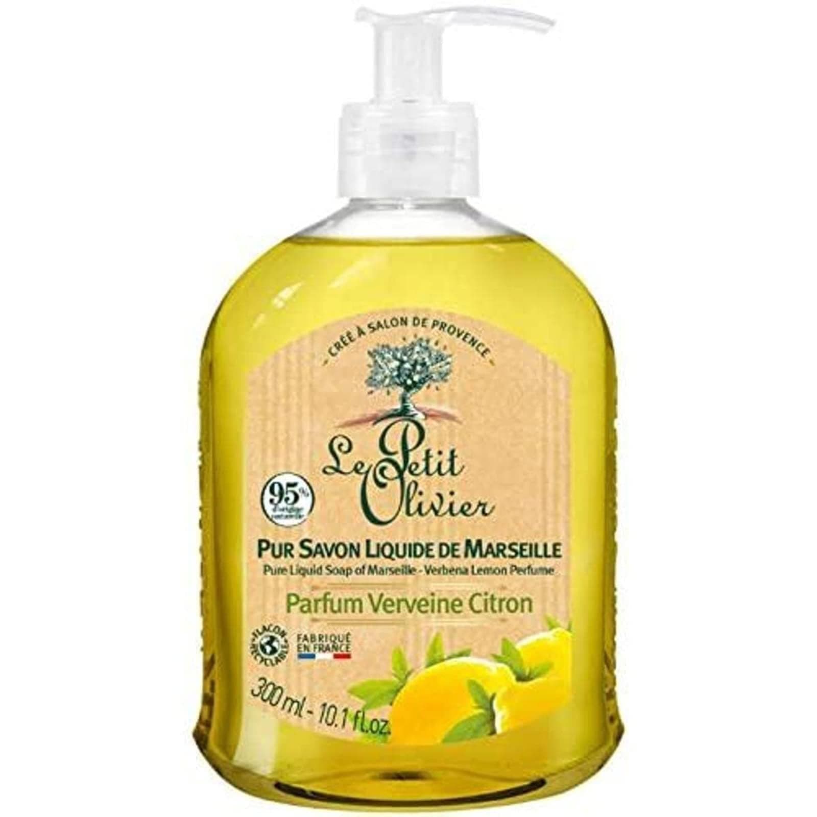 Le Petit OlivierPure Marseille Liquid Soap - Verbena Perfume - Gently Cleanses Skin - Delicately Perfumed - Vegetable Origin Based - 10.1 oz