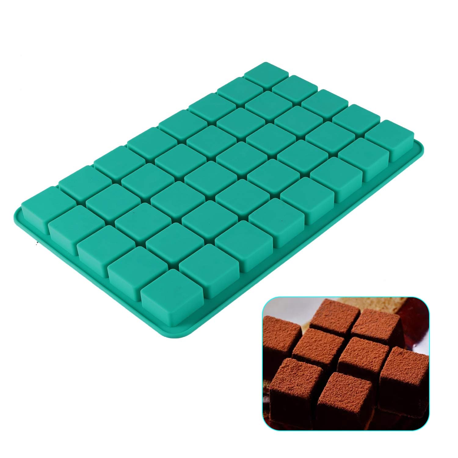 DIFENLUN Silicone Candy Molds, 40-Cavity Mini Square Chocolate Molds for Gummy Jelly Truffles Pralines Caramels, Ice Cube Tray Molds