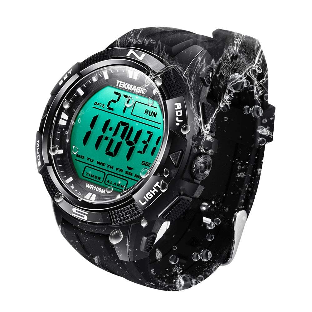 10 ATM Digital Submersible Diving Watch 100m Water Resistant Swimming Sport Wristwatch Luminous LCD Screen with Stopwatch Alarm Function