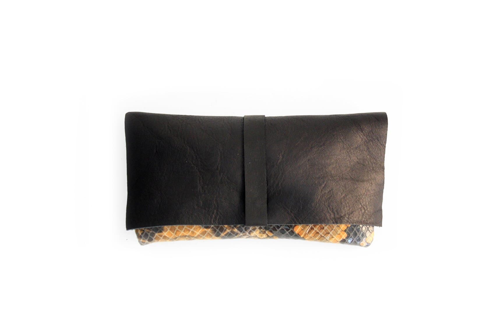 Clutch ELY, very soft nappa leather and python bag.