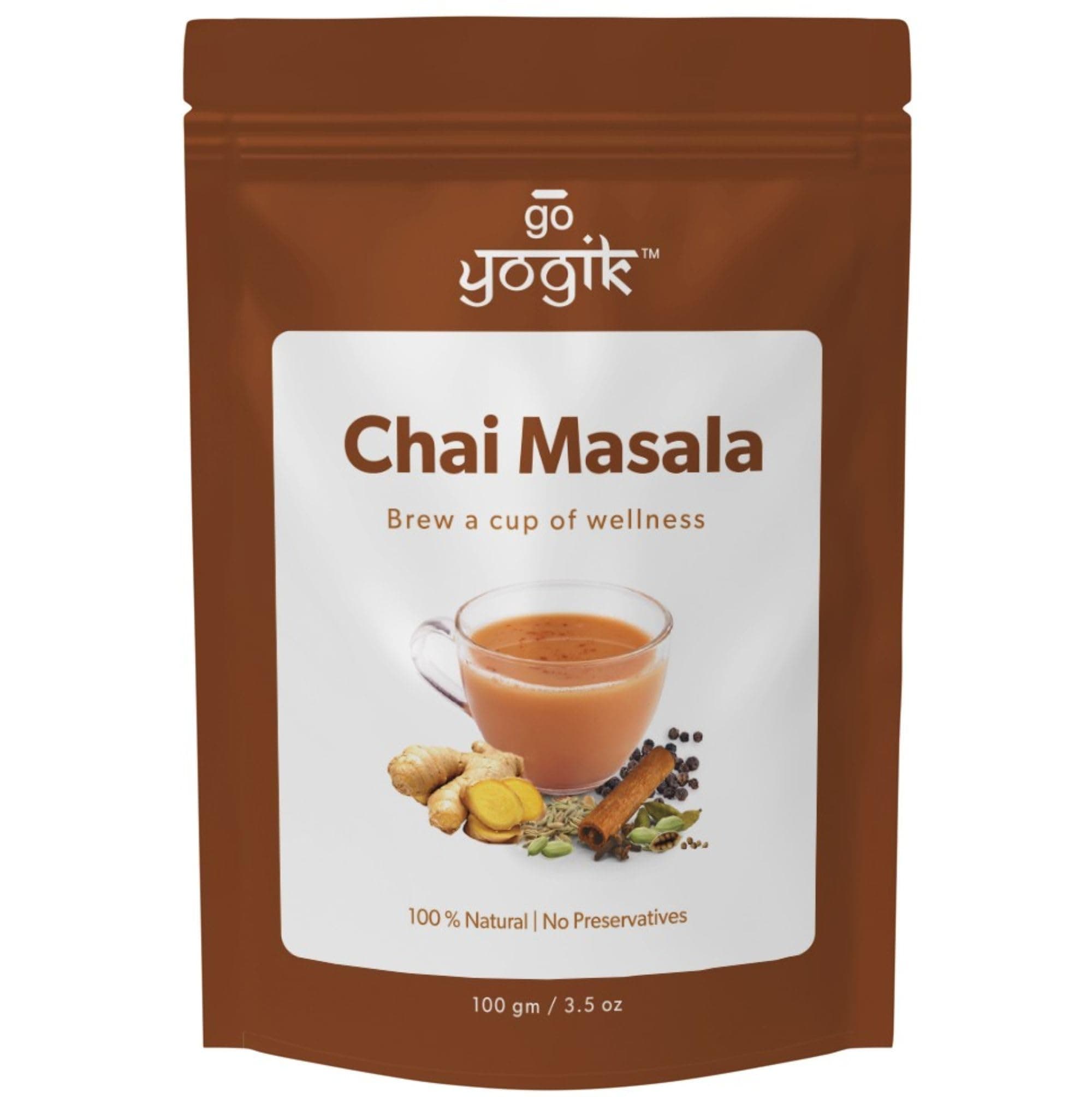 Chai Tea Spice Mix | Go-Yogik Rejuvenating Chai Masala100g(80cups) | Aromatic Real Indian Taste |Caffiene Free | Vegan |No Sugar| Ayurveda Backed