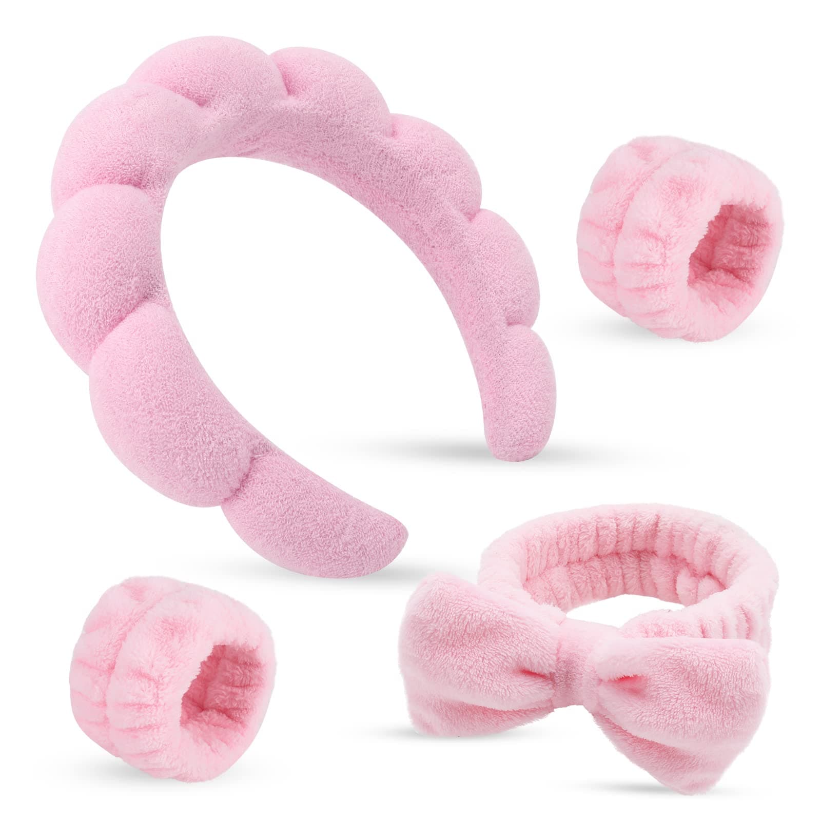 Spa Headband & Wristband Set for Women – Puffy Sponge Makeup Headband for Washing Face, Skincare Hairband, Cute Presents for Teenage Girls and Trendy Teen Girl Gifts