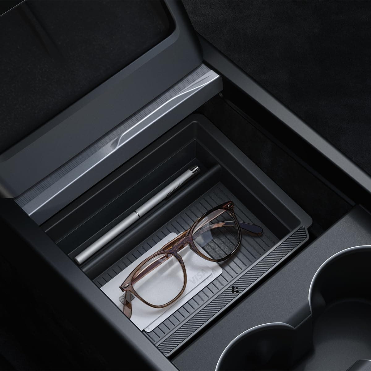 Spigen Center Console Organizer for Tesla Model Y Juniper (Only Premium & Performance 2026) and Model 3 Highland (Standard, Premium & Performance 2024/25/26) with Smooth Slide Technology - [Sliding]