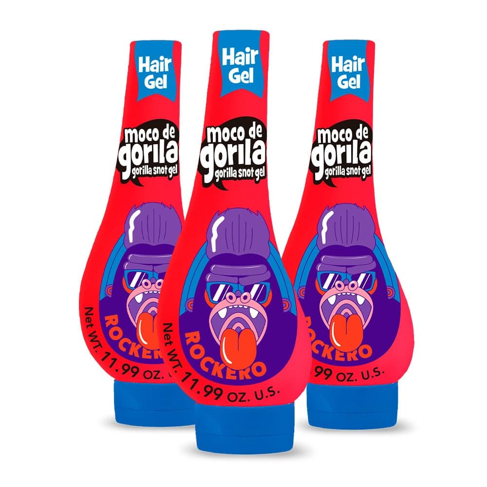 Explosive Rocker Hair Styling Gel, Long-Lasting Hold, Reactivatable with water, 3- Pack 11.92 Oz, Squeezable Bottles.