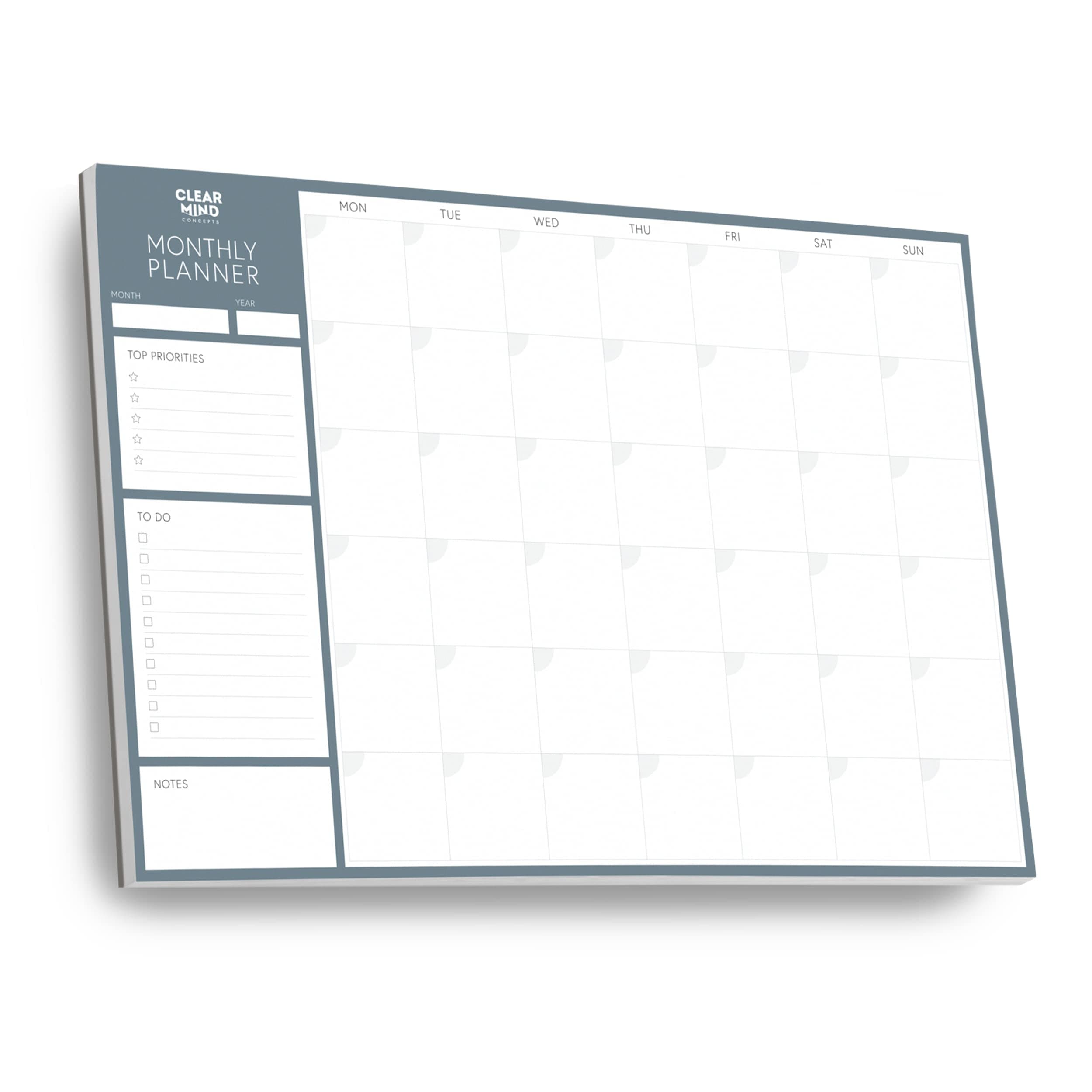 Monthly Planner - Large Undated Planner Desk Pad, Thick Tear-Off Paper, To-Do List, Top Priorities, Notes - Enhance Your Productivity at Home Office (24 Sheets - 11.3in x 16.5in)