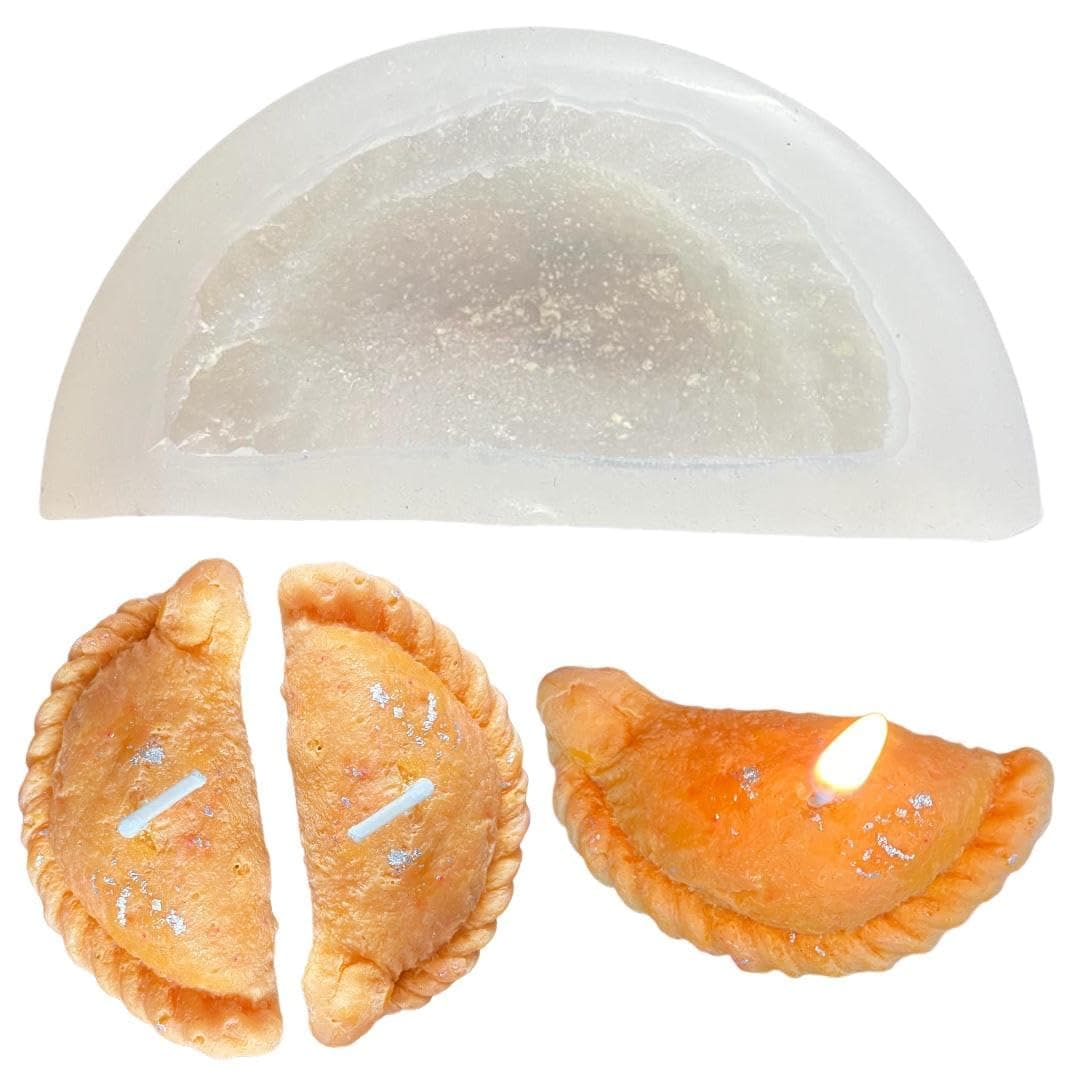 Gujiya Shape Silicone Mold for Candle Making Mithai Candle Mould Soap Resin Art and Craft Sweet Making Molds Chocolate Cake DIY