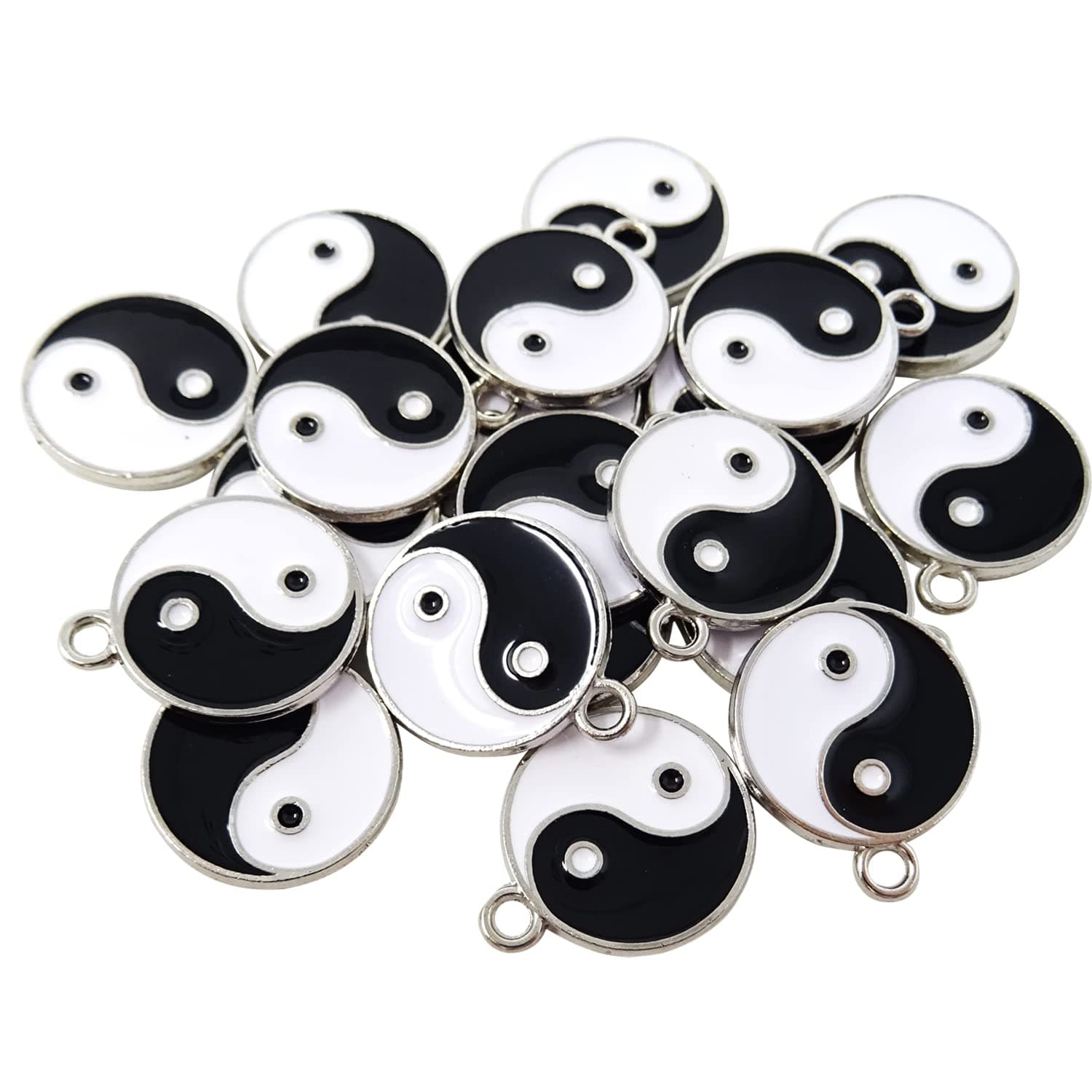 Honbay 20pcs Double Sided Enamel Alloy Gossip Pattern Yin Yang Charms Pendant, Yoga Meditation Pendants, for Earrings Necklace Bracelet Jewelry Making and DIY Crafts