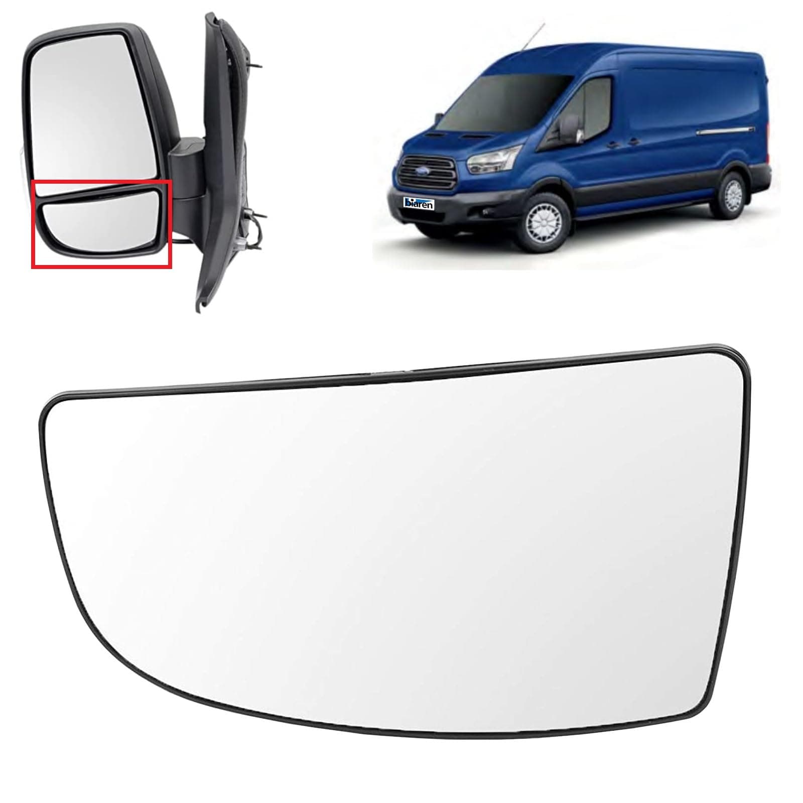 Wing Mirror Lower Glass Left Passenger Side For Ford Transit Mk8 2014 Onwards 1855103 BK3117C718AB Wing Mirror Glass + Back Plate