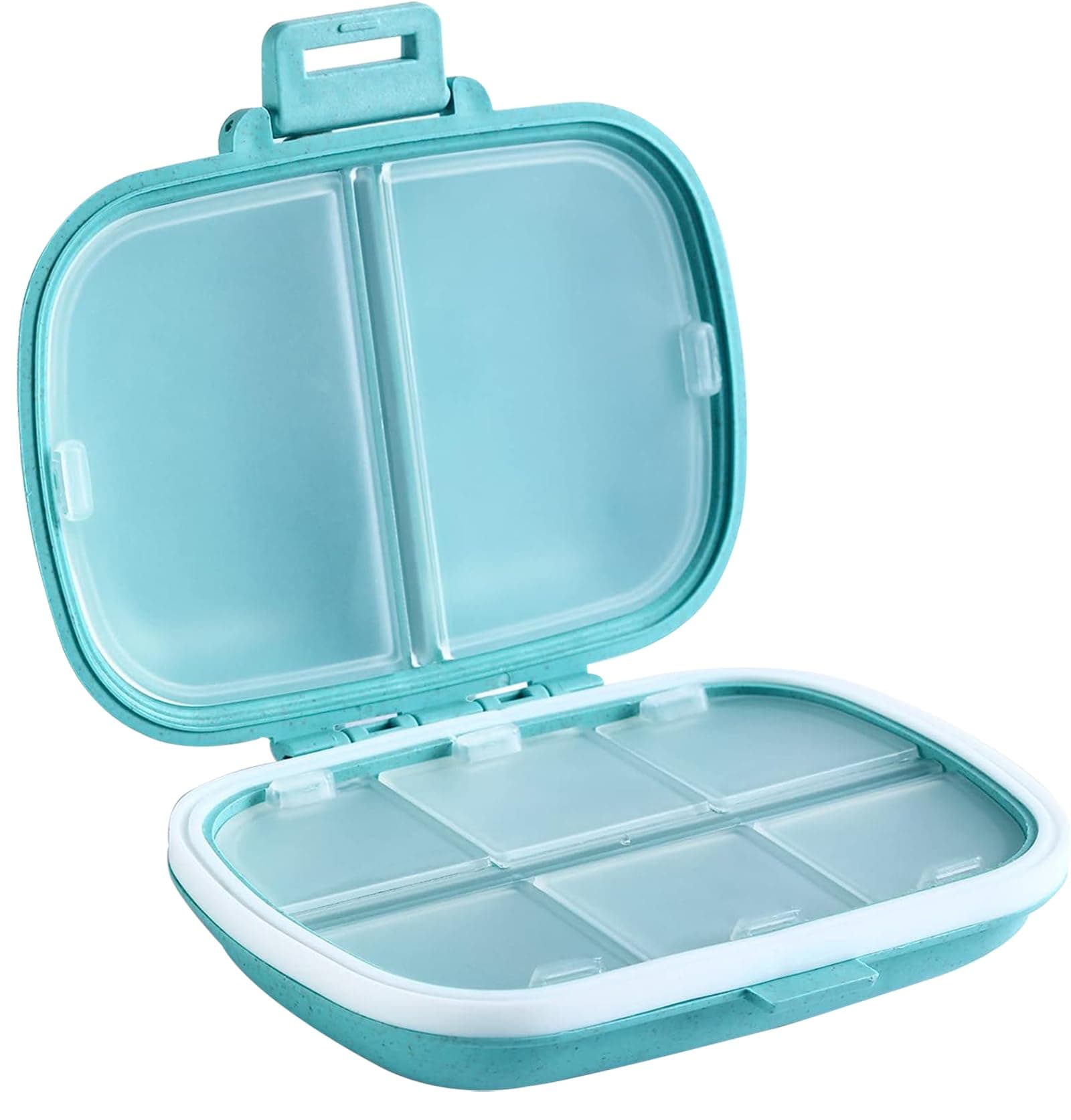 Holii Travel Pill Organizer, 8 Compartments Portable Pill Case, Daily Pill Box to Hold Vitamins, Small Pill Container for Pocket Purse Medicine Organizer（Blue）