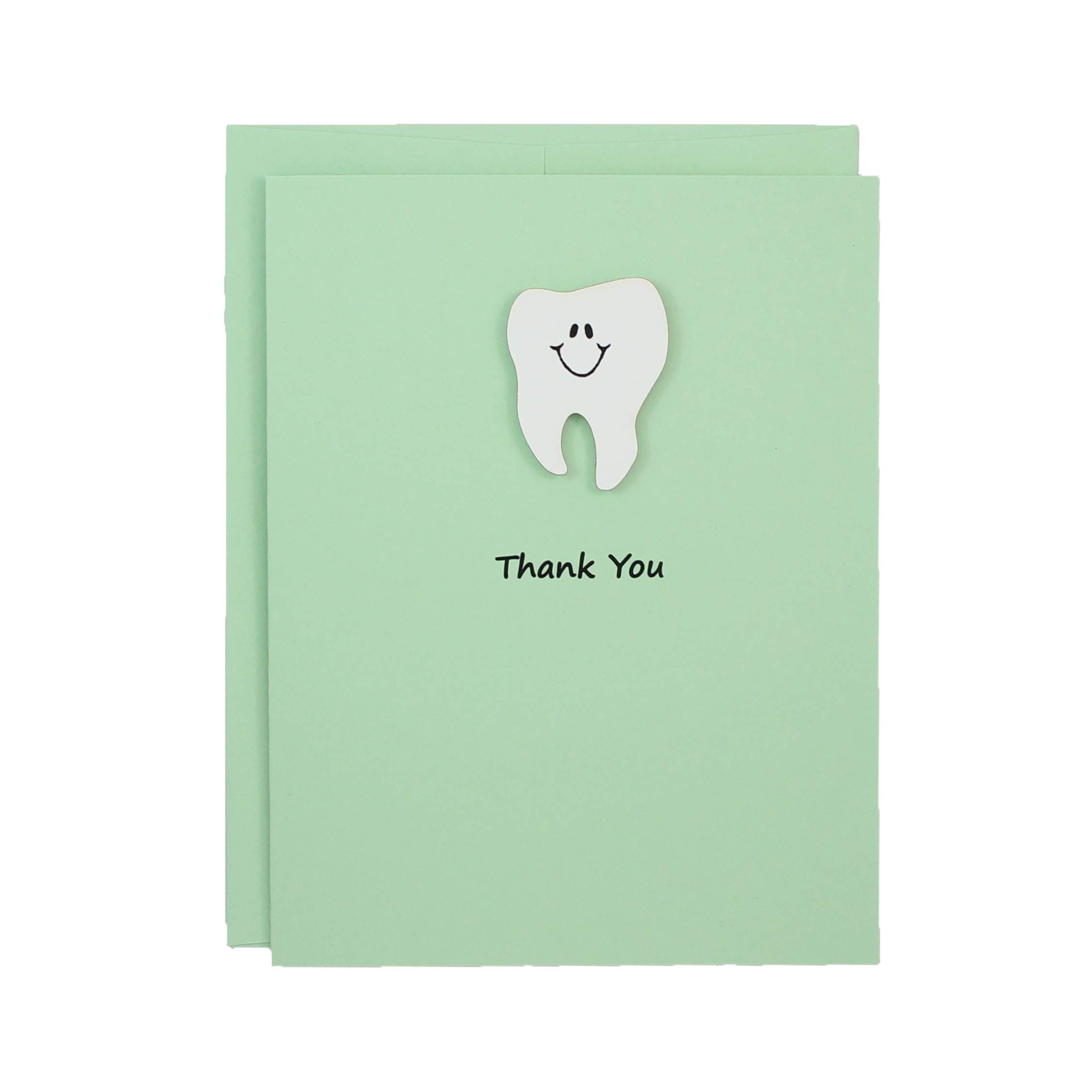 Handmade Tooth Thank You Cards with Matching Envelope - 10 Pack Pastel Green Blank Dentist Greeting Cards - Perfect Graduation Gifts for Dentist - Nursing - Medical Assistant Gifts