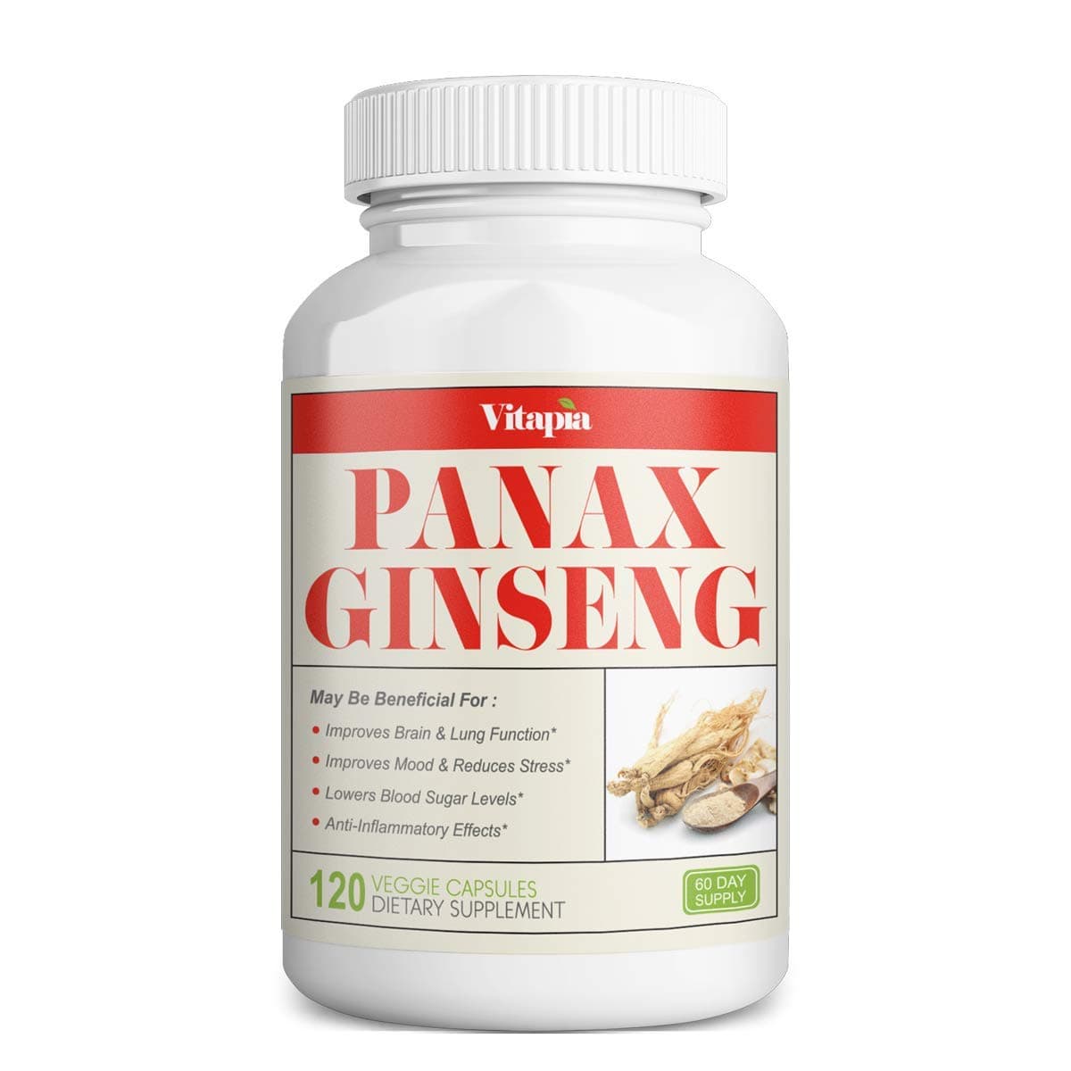 Vitapia Korean Panax Ginseng 1000mg - 120 Veggie Capsules - Vegan and Non-GMO - Supports Energy Boost & Cognitive Health, Performance