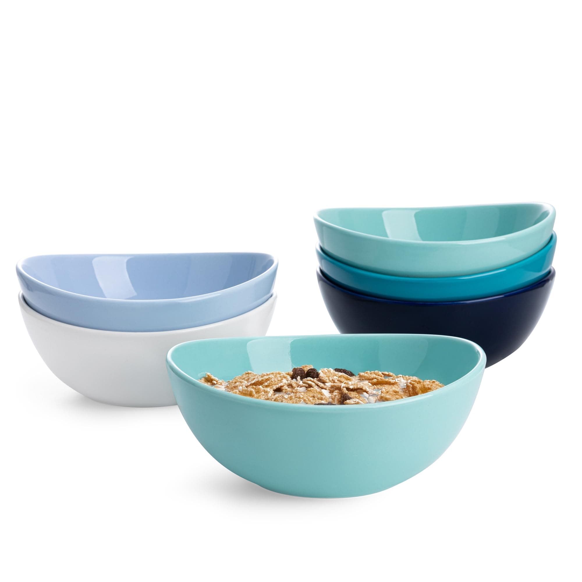 1122 Porcelain Bowls - 18 Ounce for Cereal, Salad, Dessert - Set of 6, Cold Assorted Colors