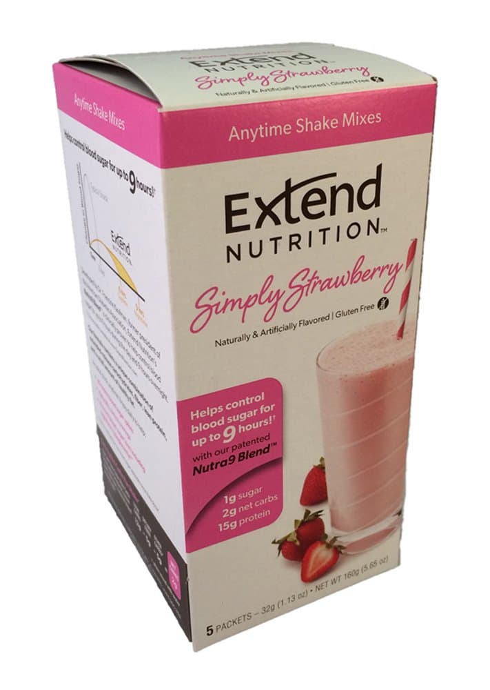 Extend Shake, Simply Strawberry, 5-Count Servings 32g (1.13oz) Packets, Net Wt. 5.65 oz