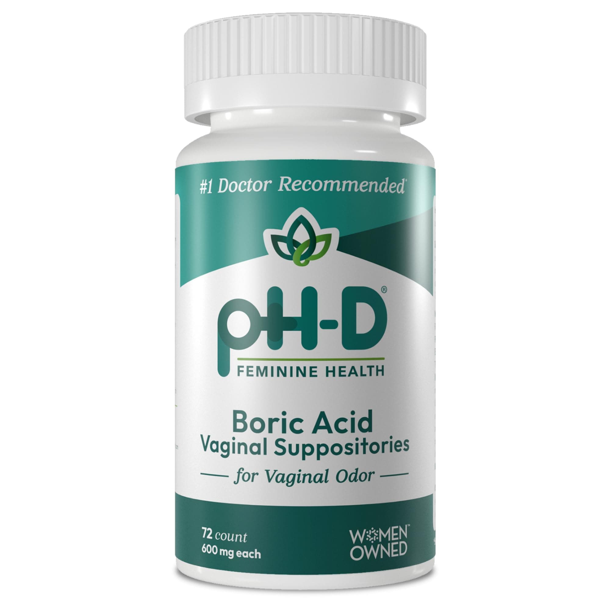 Boric Acid Vaginal Suppositories, Bottle of 72 (600mg)