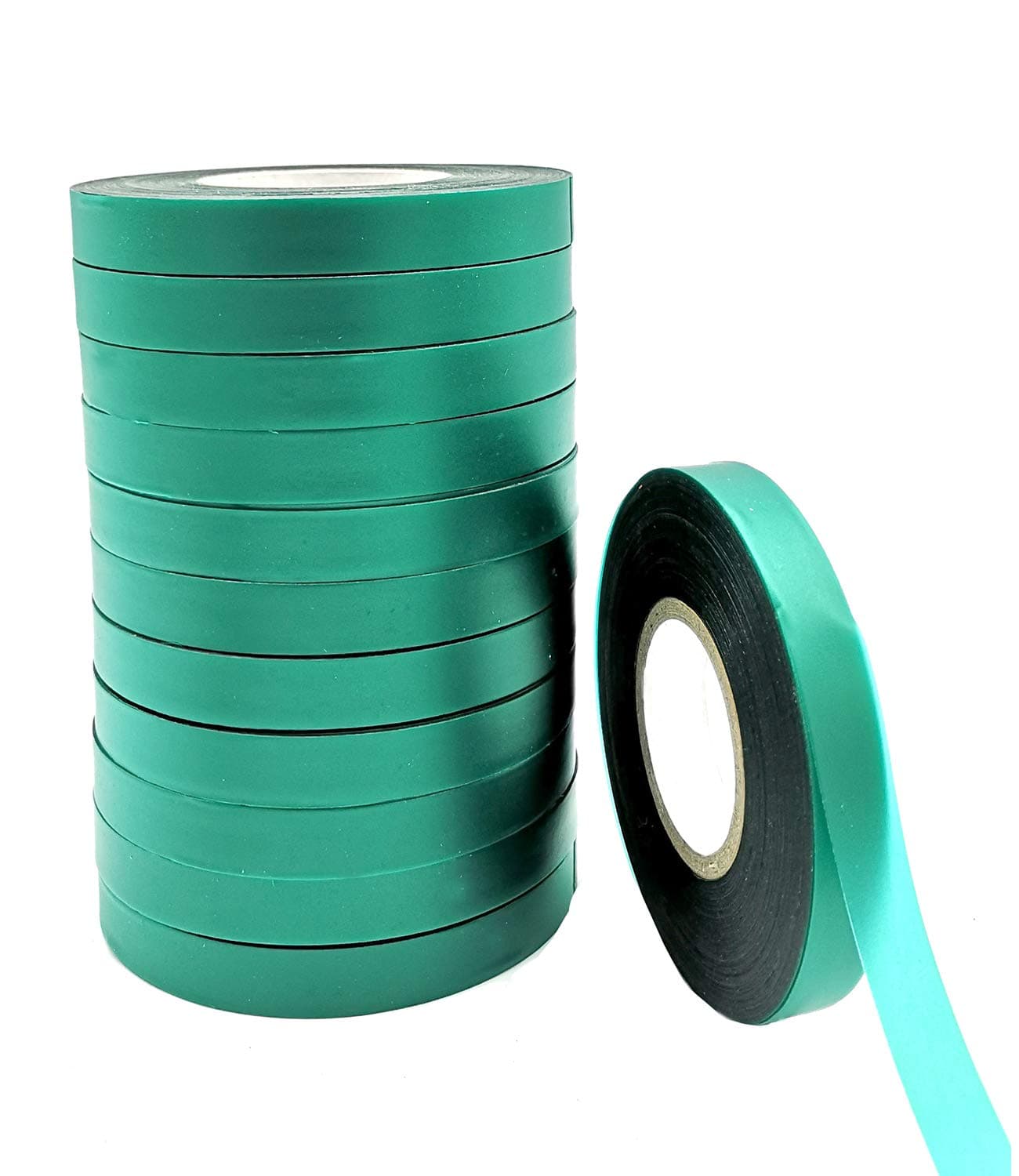 12 Rolls 150 Feet Stretch Tie Tape 0.5 Inch Garden Tie Tape Thick Plant Ribbon Garden Green Vinyl Stake for Indoor Outdoor Patio Plant Use