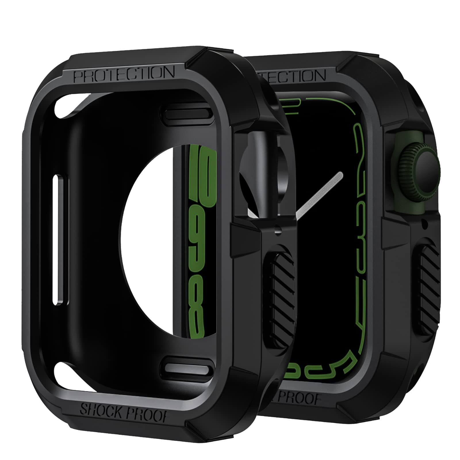 VEMIGON Tough Armour Cover Case Compatible with Apple Watch Series 9 8 7 45mm, Series 6 5 4 SE3 SE2 SE 44mm with Full Protection Military Grade, Flexible Shockproof Resist Bumper - (45/44mm Black)