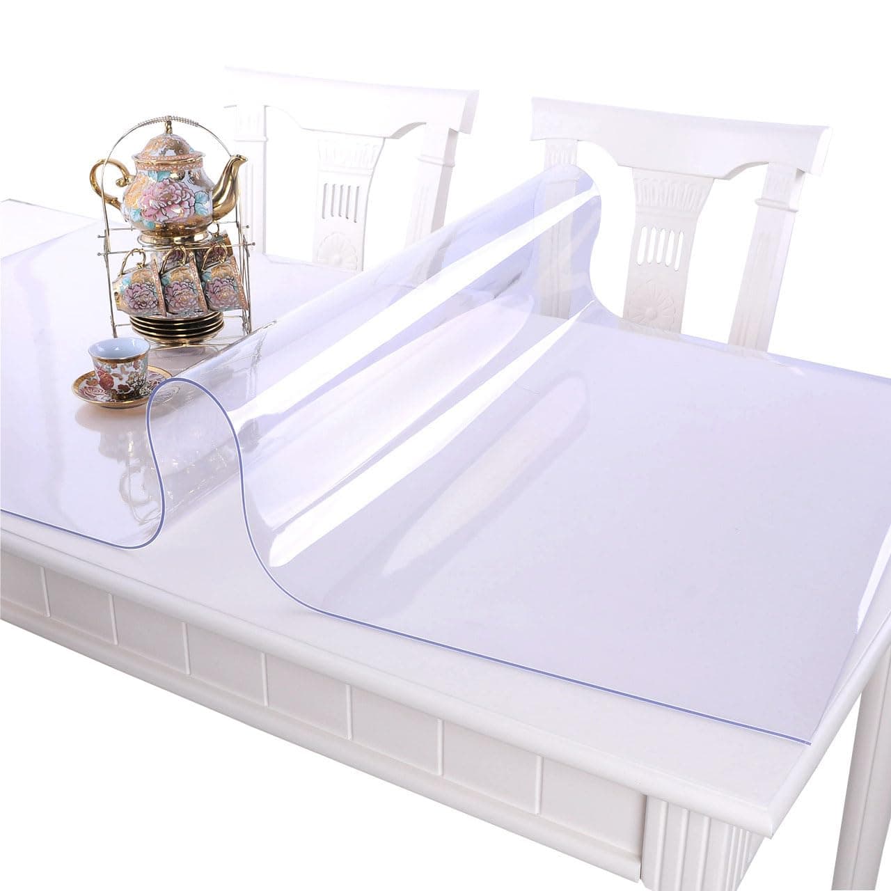 VITA FELICE ‌PVC Table Protector Clear Plastic Waterproof Table Cover for Dining Table, Heavy Duty Wipe Clean Transparent Mat,Tablecloth for Worktop Kitchen Restaurant Party Events (80 x 120cm)