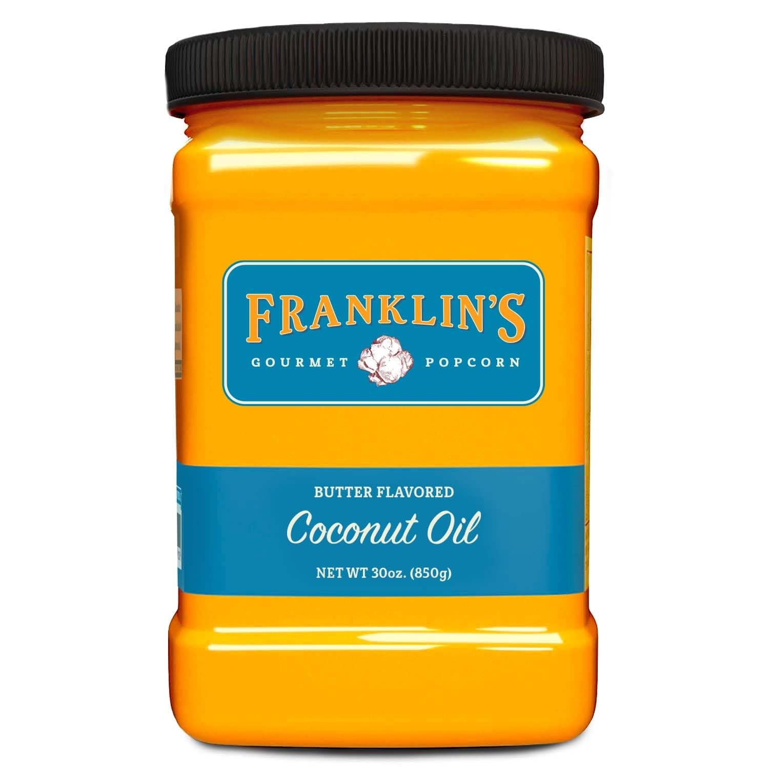 Franklin's Gourmet Popcorn Butter Flavored Coconut Oil - 30 oz- Zero Trans Fat - Vegan & Gluten Free Movie Theater Butter Oil