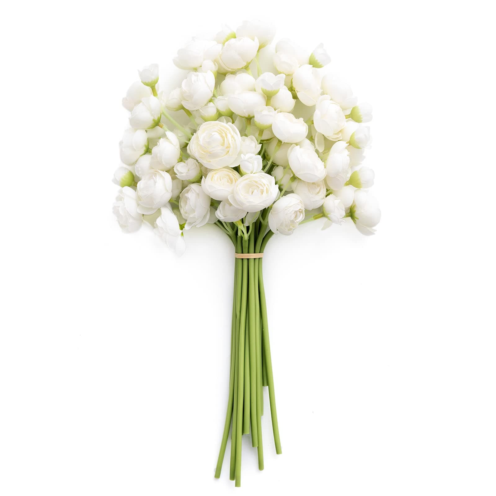 Ling's moment Ranunculus Artificial Flower, Faux Silk Mini Ranunculus Flowers for DIY Bouquet, Bulk Fake Wedding Filler Flowers for Centerpieces Arrangements Bridal Shower Decorations, Ivory White