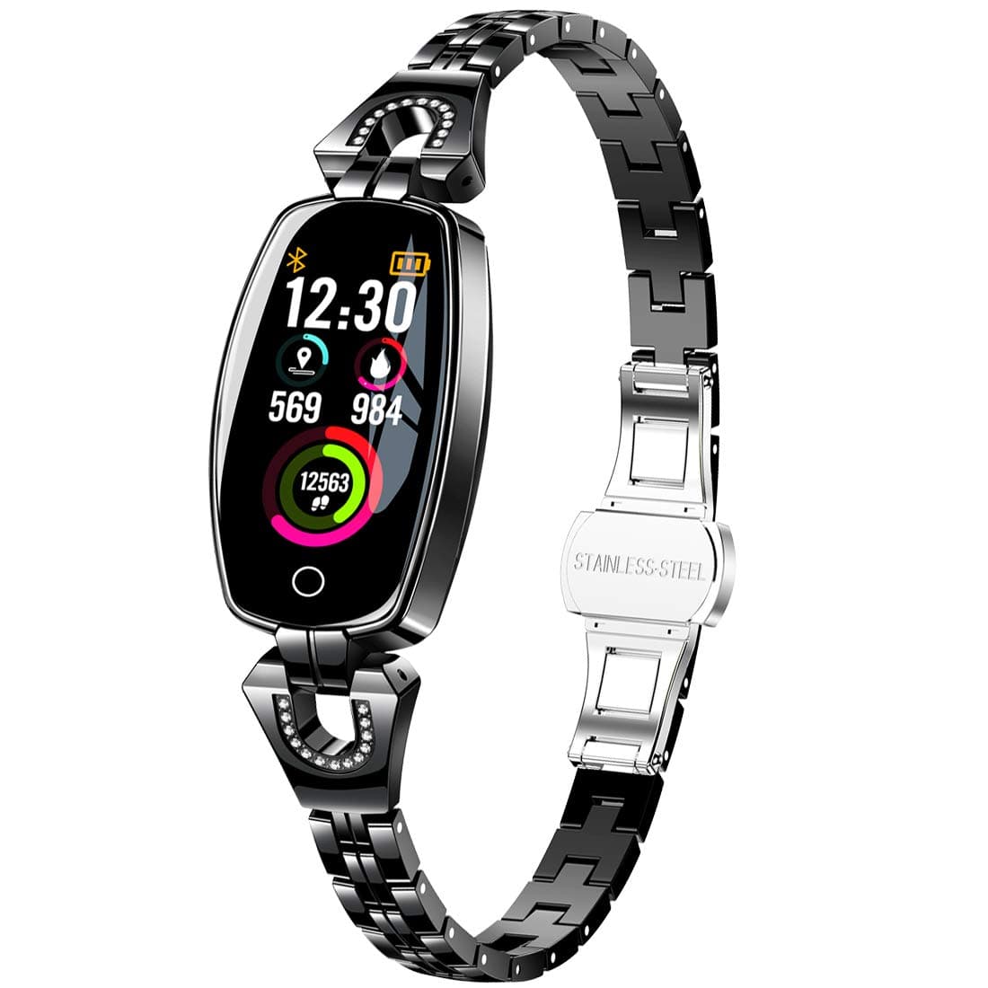 Exquisite Smart Watch, Fitness Tracker with Heart Rate/Sleep Monitor for Women, Black