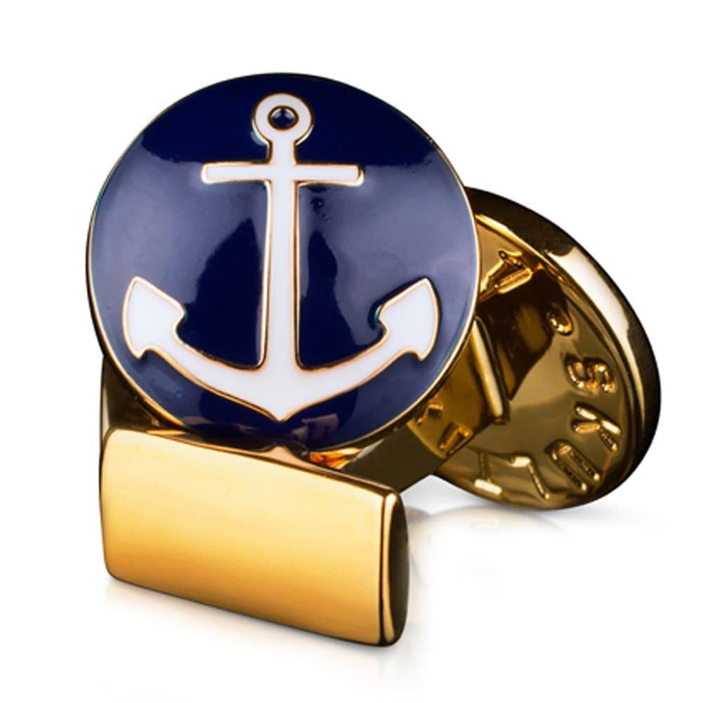Skultuna Blue and Gold Tone Anchor Cufflinks