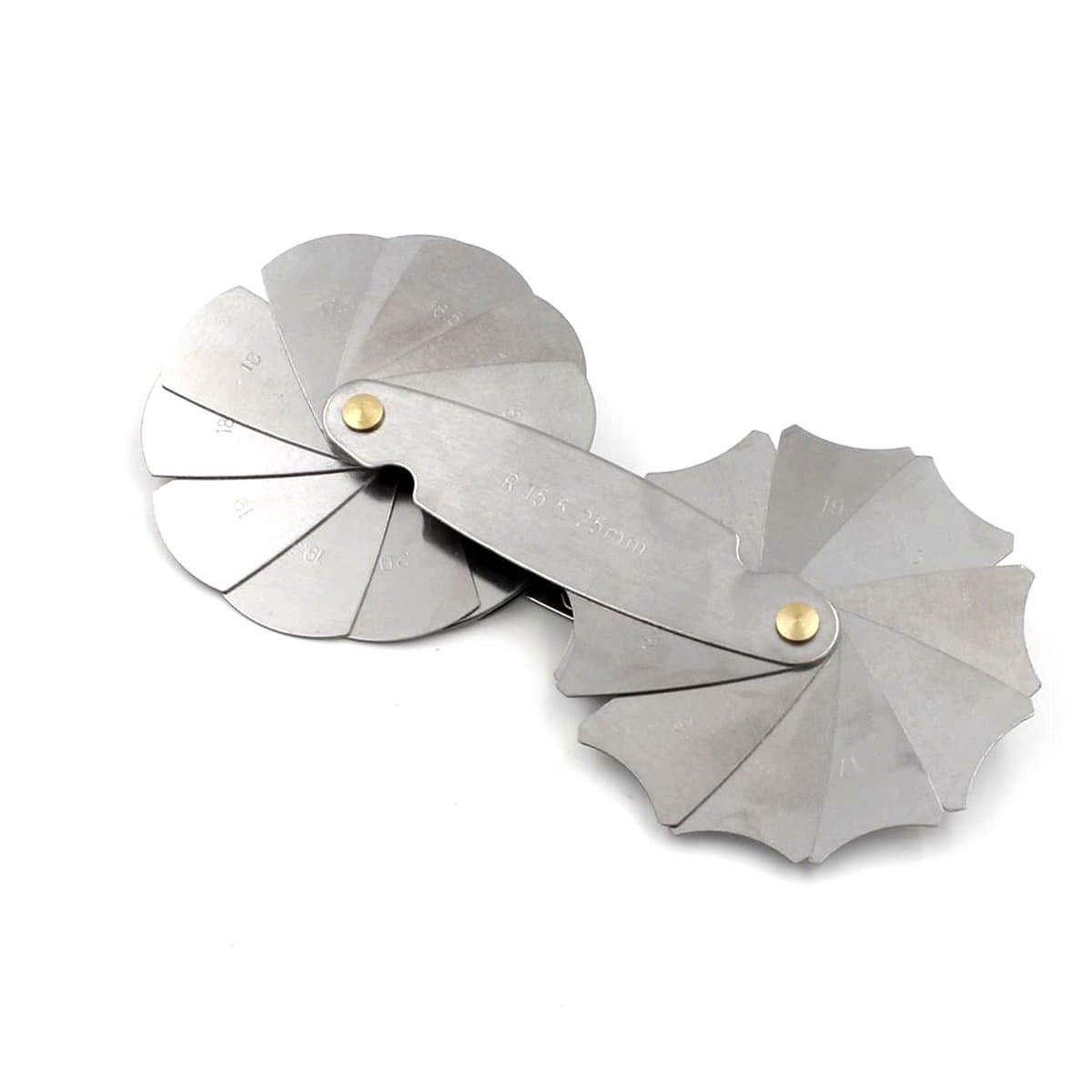 Radius Gauge R15-25mm Gage Internal and External Arc Fillet Set 30pieces Blades Metric Reading